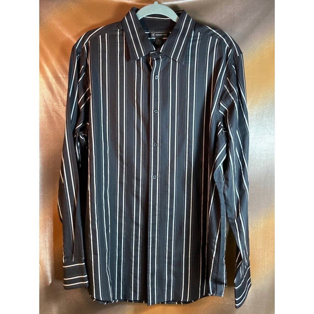 INC black stripe button down Dress Shirt size XL‎ 50” chest W